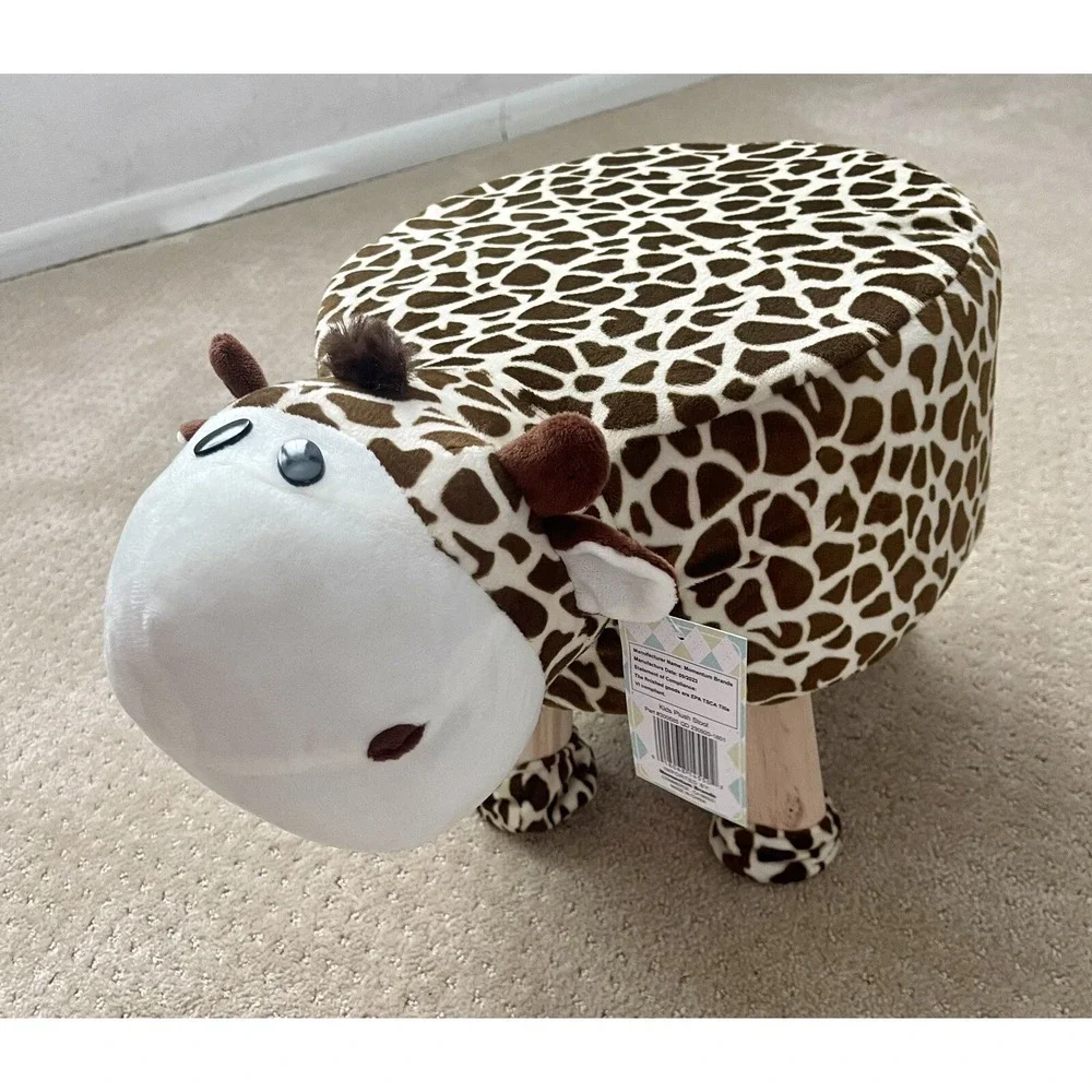 GIRAFFE 3D Padded Soft Animal Shape Brown Child Kids Seat Foot Stool (NWT)
